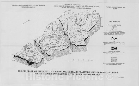 Map : Availability of ground water upper Pawcatuck River basin, Rhode Island, 1966 Cartography Wall Art :