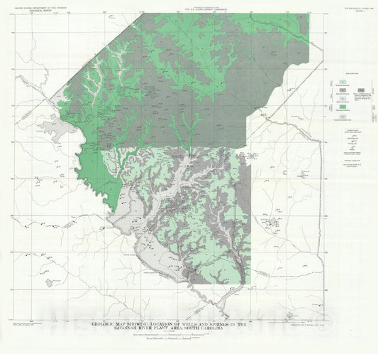 Map : Geology and ground water of the Savannah River Plant and vicinity, South Carolina, 1967 Cartography Wall Art :