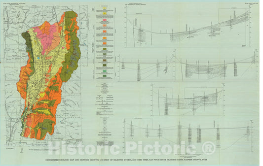 Map : Ground-water hydrology of the San Pitch River drainage basin, Sanpete County, Utah, 1971 Cartography Wall Art :