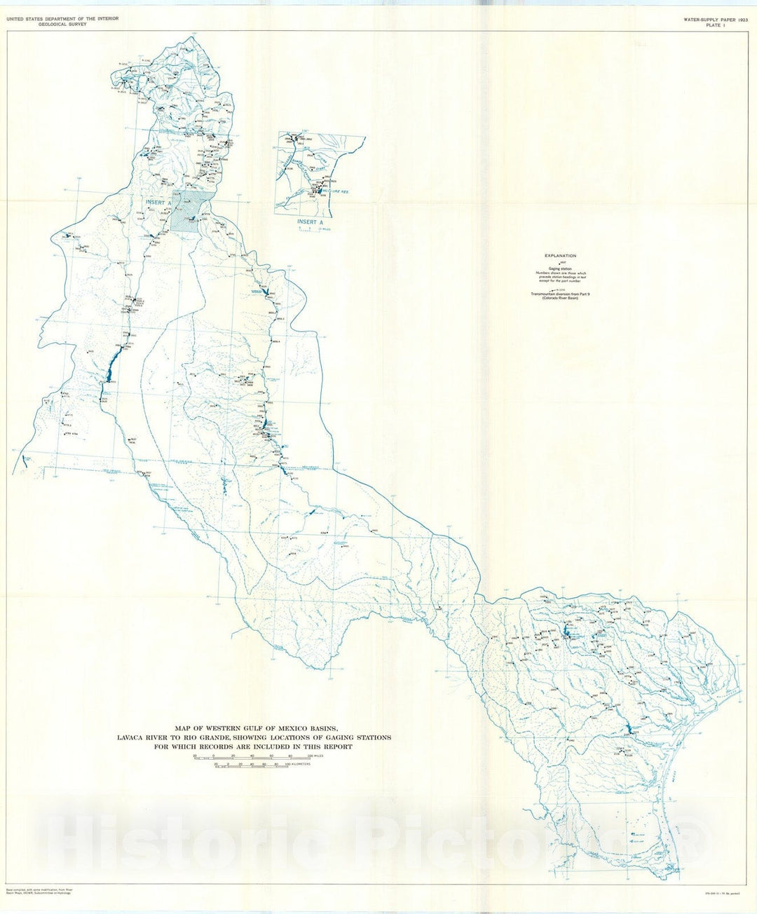 Map : Surface water supply of the United States, 1961-65, Part 8. western Gulf of Mexico basins, Volume 2. basins from Lavaca River to Rio Grande, 1970 Cartography Wall Art :