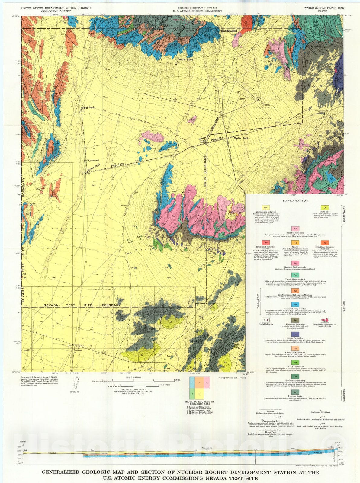 Map : Water supply for the Nuclear Rocket Development Station at the U.S. Atomic Energy Commission's Nevada Test Site, 1972 Cartography Wall Art :