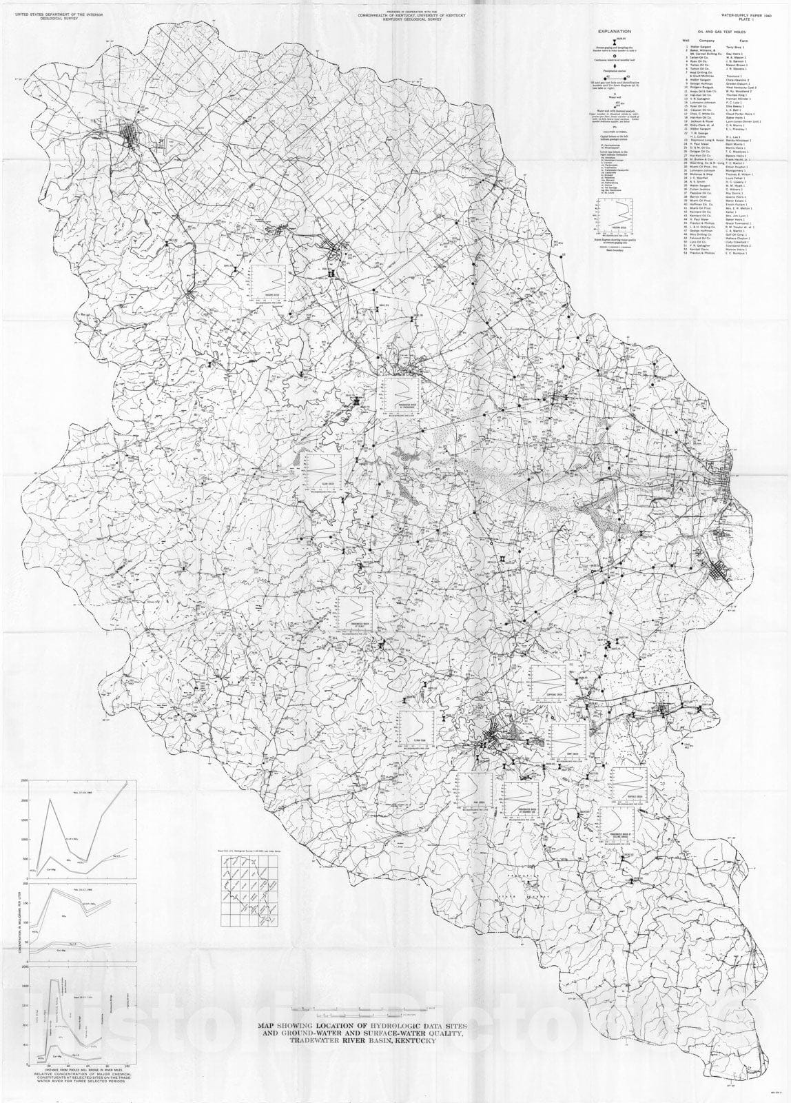 Map : Effects of coal mining on the water resources of the Tradewater River basin, Kentucky, 1972 Cartography Wall Art :