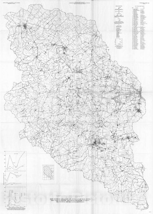 Map : Effects of coal mining on the water resources of the Tradewater River basin, Kentucky, 1972 Cartography Wall Art :