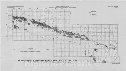 Map : Analysis and computer simulation of stream-aquifer hydrology, Arkansas River Valley, southwestern Kansas, 1983 Cartography Wall Art :