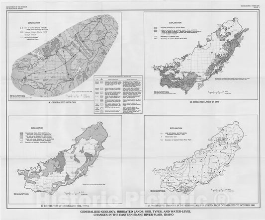 Map : Application of a parameter-estimation technique to modeling the regional aquifer underlying the eastern Snake River Plain, Idaho, 1986 Cartography Wall Art :