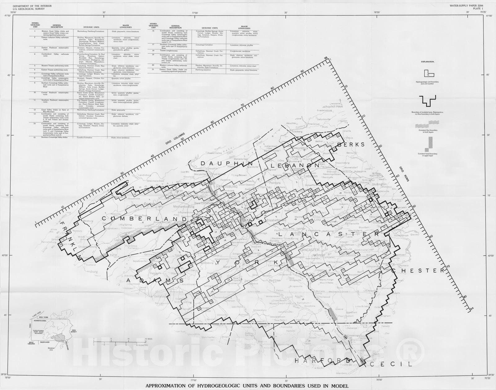 Map : Evaluation of the ground-water resources of the lower Susquehanna River basin, Pennsylvania and Maryland, 1988 Cartography Wall Art :