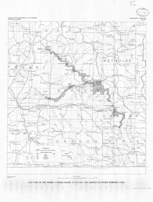 Map : Water quality in the Ozark National Scenic Riverways, Missouri, 1978 Cartography Wall Art :