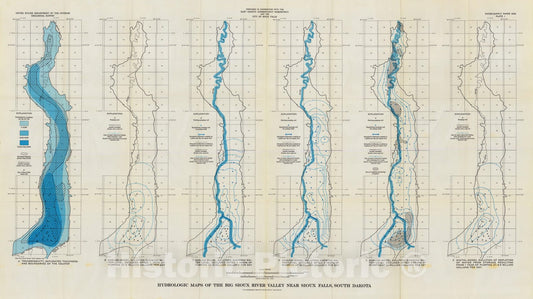 Map : Water resources of the Big Sioux River valley near Sioux Falls, South Dakota, 1973 Cartography Wall Art :