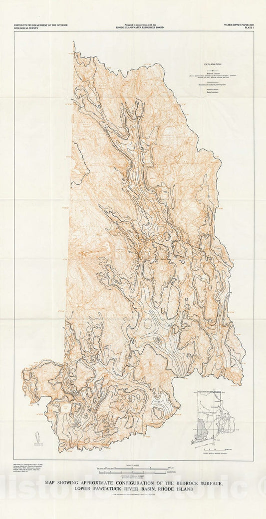 Map : Availability of ground water in the lower Pawcatuck River basin, Rhode Island, 1974 Cartography Wall Art :