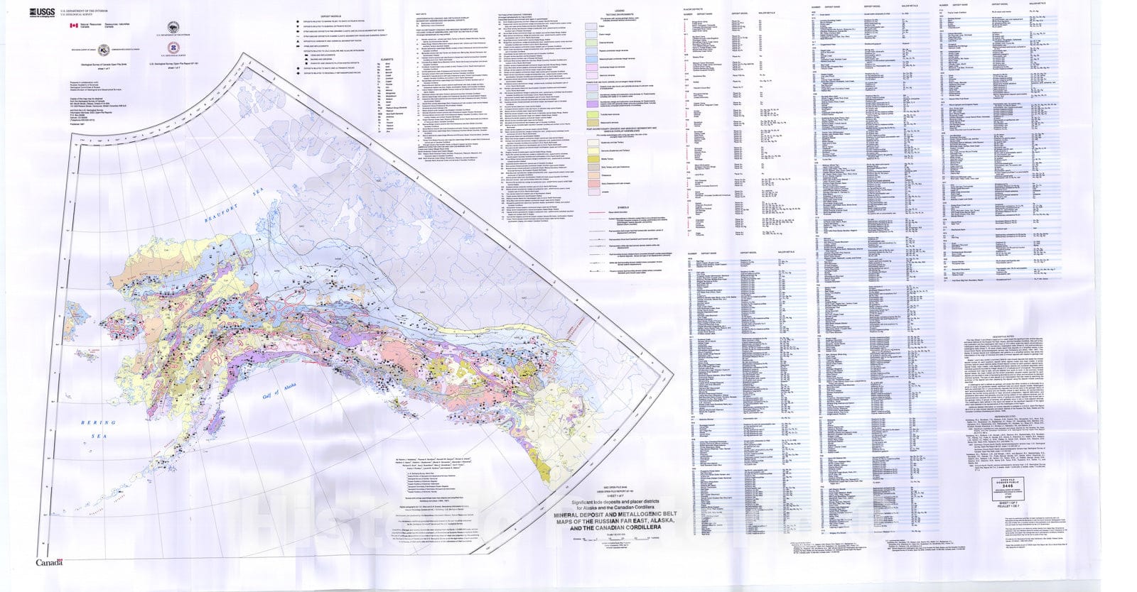 Map : Mineral deposit and metallogenic belt maps of the Russian far east, Alaska, and the Canadian Cordillera, 1997 Cartography Wall Art :