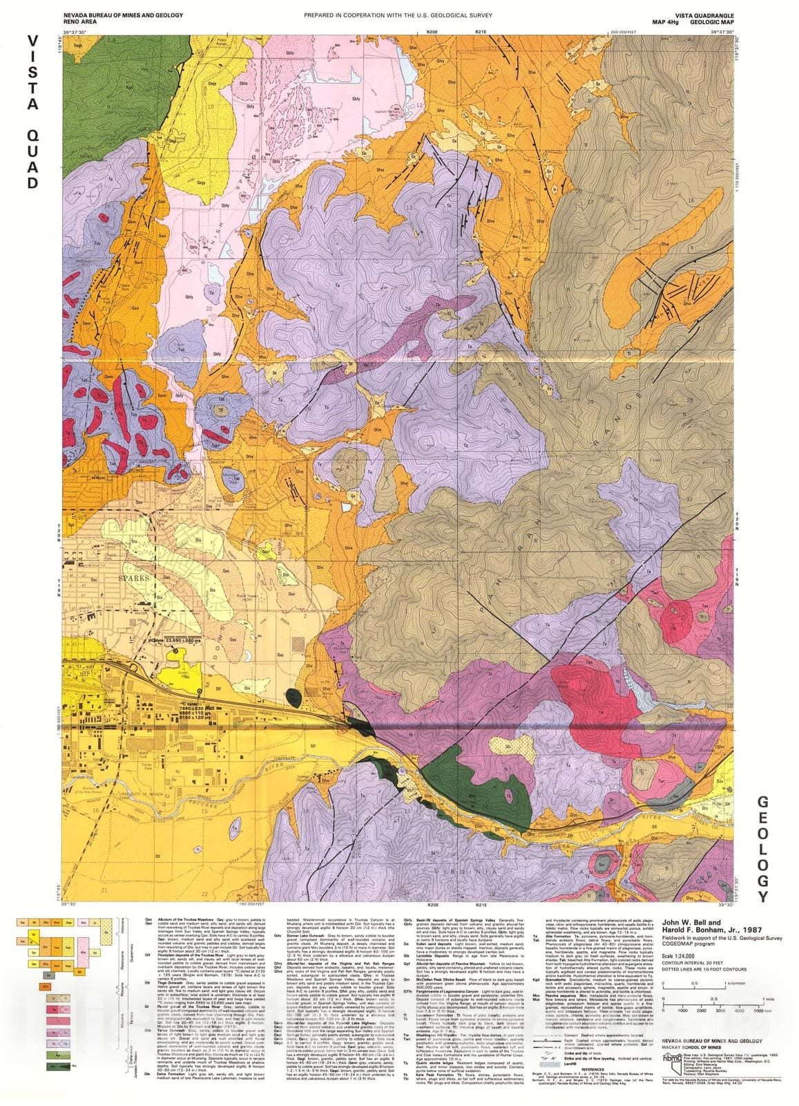 Map : Vista Quadrangle Geologic Map, 1987 Cartography Wall Art :