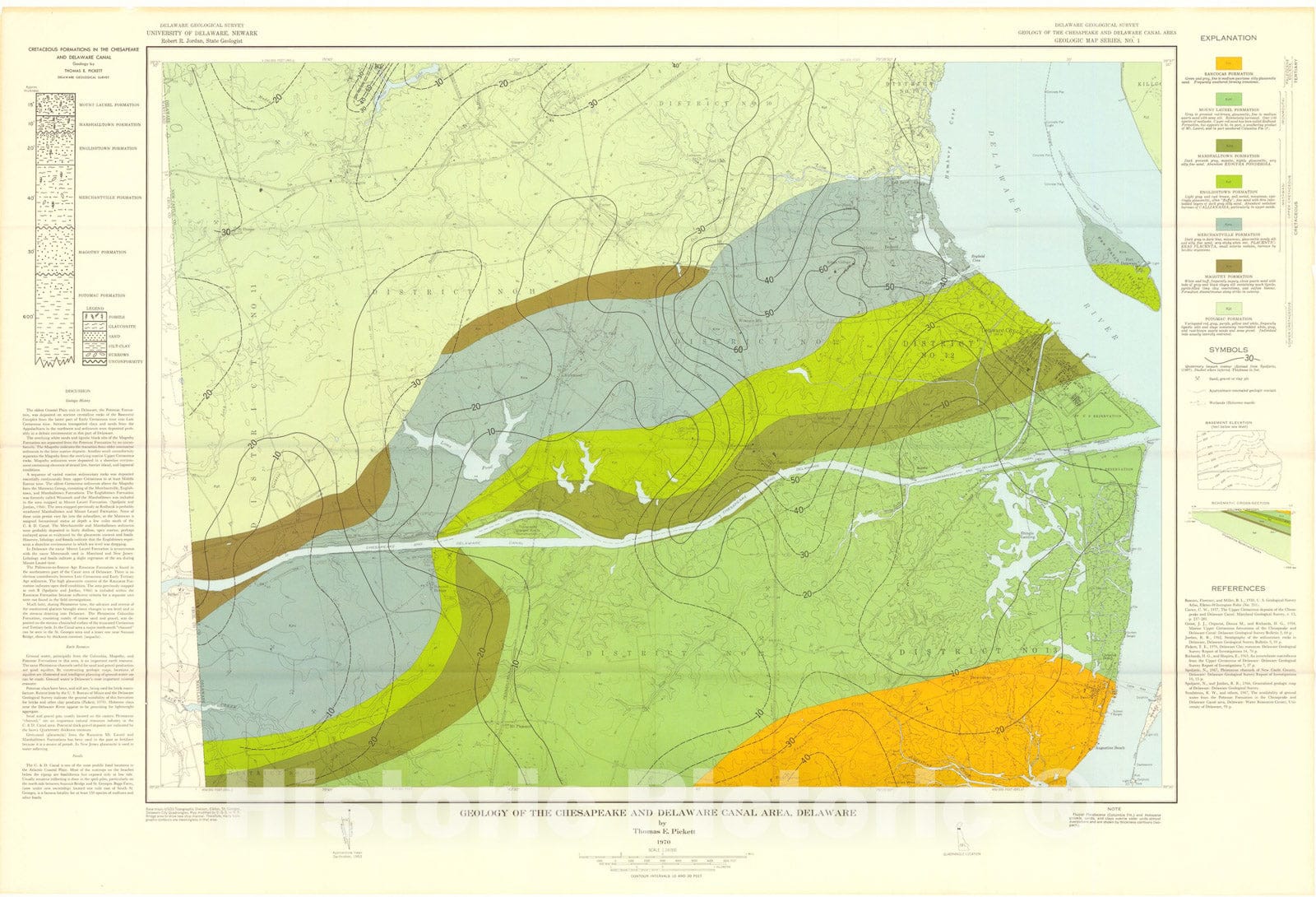 Map : Geology of the Chesapeake and Delaware Canal area, 1970 Cartography Wall Art :