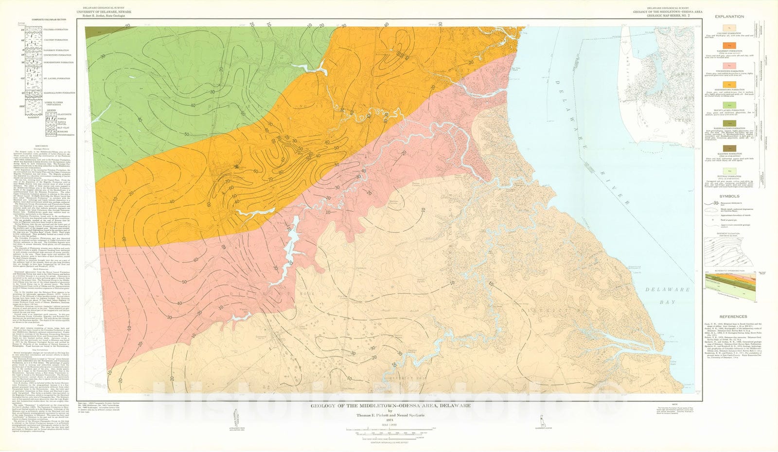 Map : Geology of the Middletown-Odessa area, Delaware, 1971 Cartography Wall Art :