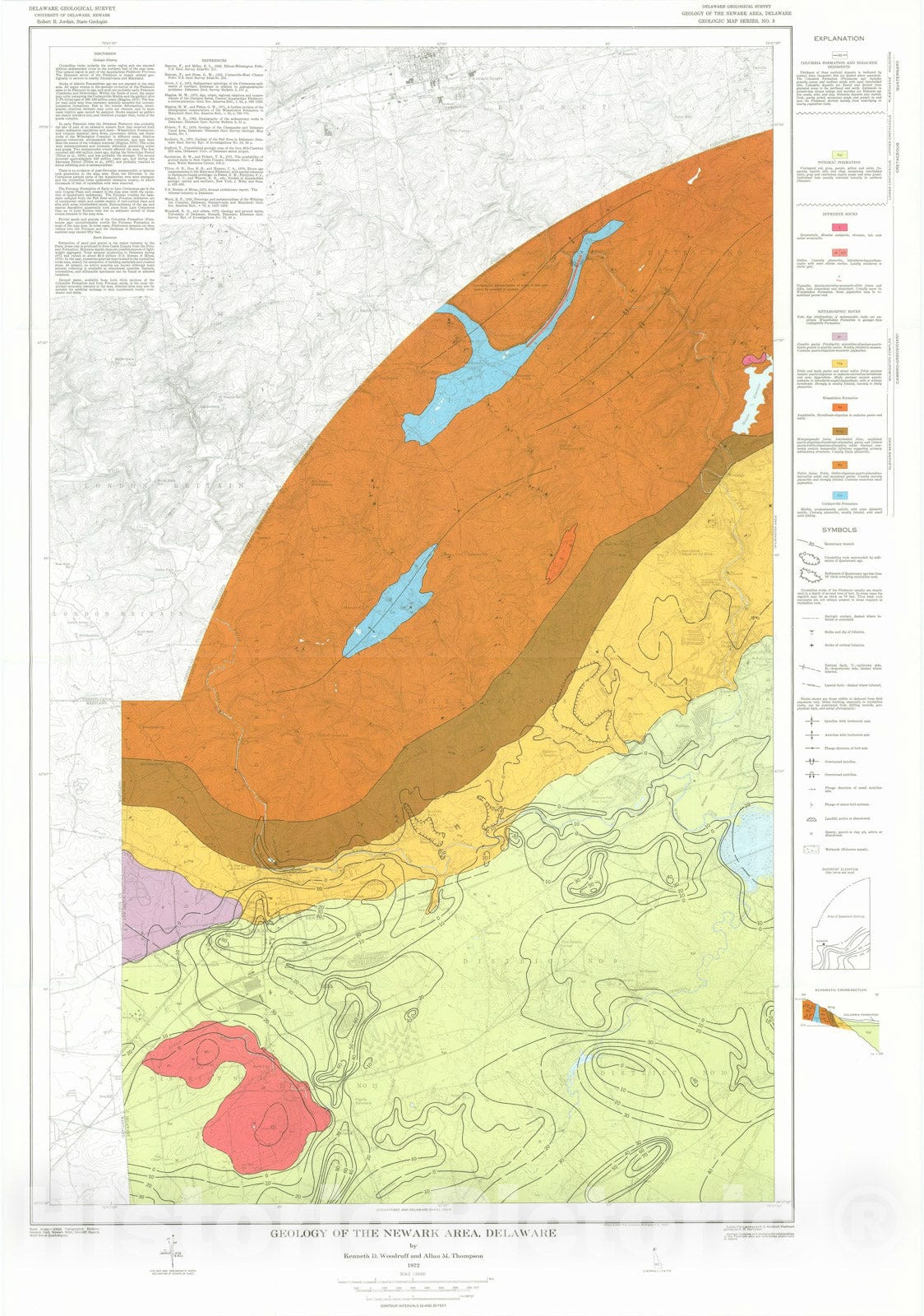 Map : Geology of the Newark area, Delaware, 1972 Cartography Wall Art :