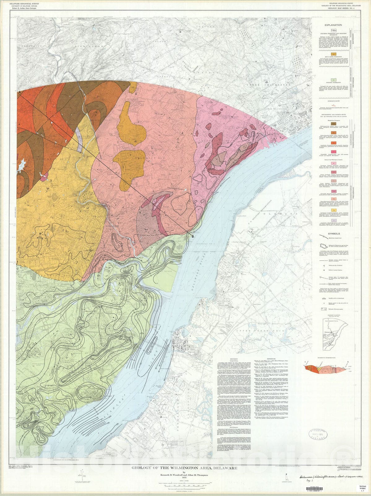 Map : Geology of the Wilmington area, Delaware, 1975 Cartography Wall Art :