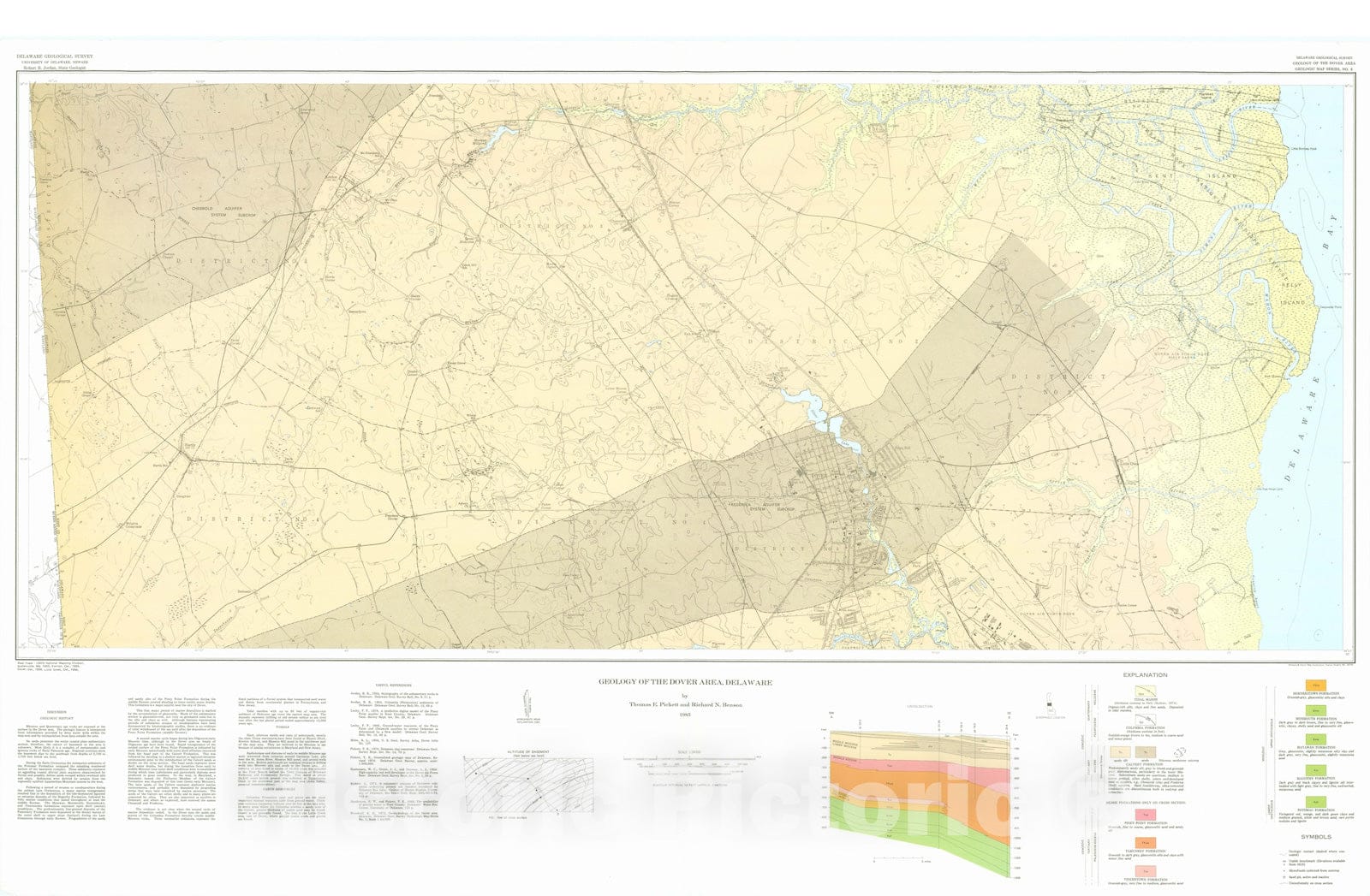 Map : Geology of the Dover area, Delaware, 1983 Cartography Wall Art :