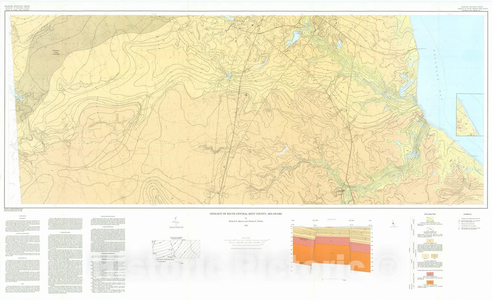Map : Geology of south-central Kent county area, Delaware, 1986 Cartography Wall Art :