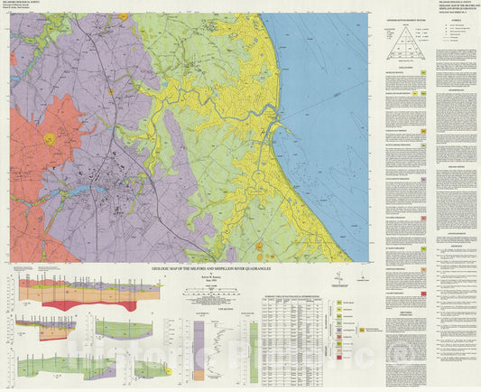 Map : Geologic map of the Milford and Mispillion River quadrangles, 1993 Cartography Wall Art :
