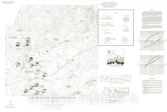 Map : Geohydrology of the Newark area, Delaware, sheet 2, hydrologic data, 1979 Cartography Wall Art :