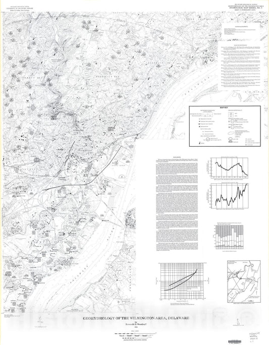 Map : Geohydrology of the Wilmington area, Delaware, sheet 2, hydrologic data, 1984 Cartography Wall Art :