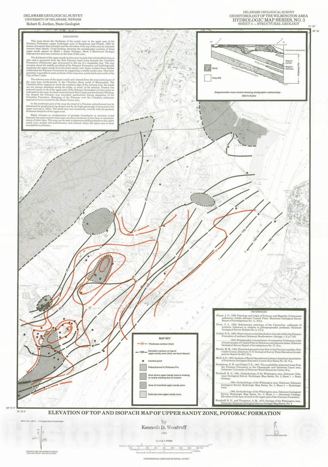 Map : Geohydrology of the Wilmington area, Delaware, sheet 4, structural geology, 1985 Cartography Wall Art :