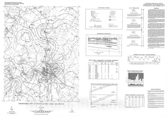 Map : Geohydrology of the Milford area, Delaware, 1982 Cartography Wall Art :