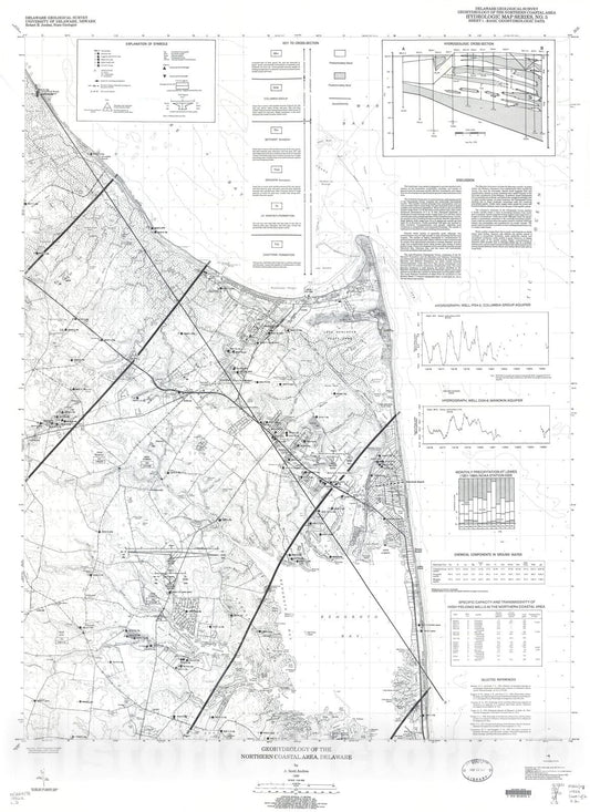Map : Geohydrology of the northern coastal area, Delaware, sheet 1, basic geohydrologic data, 1986 Cartography Wall Art :