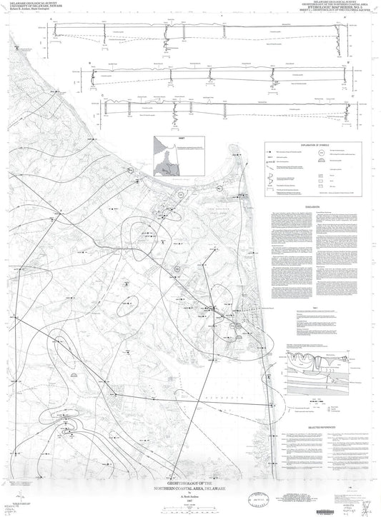 Map : Geohydrology of the northern coastal area, Delaware, sheet 2, geohydrology of the Columbia aquifer, 1987 Cartography Wall Art :