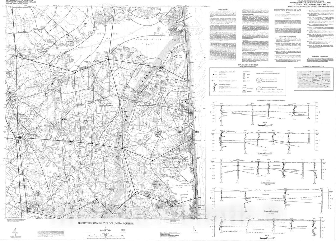 Map : Geohydrology of the southern coastal area, Delaware, sheet 2, geohydrology of the Columbia aquifer, 1988 Cartography Wall Art :