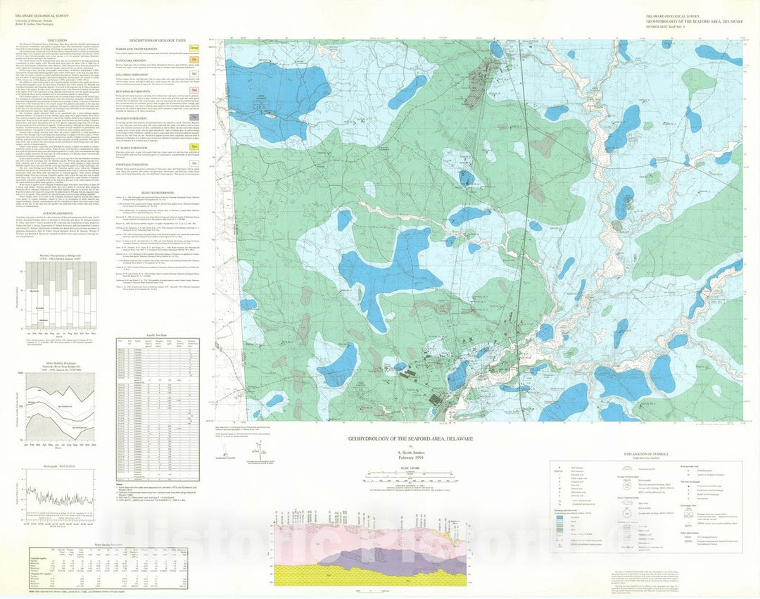 Map : Geohydrology of the Seaford area, Delaware, 1994 Cartography Wall Art :