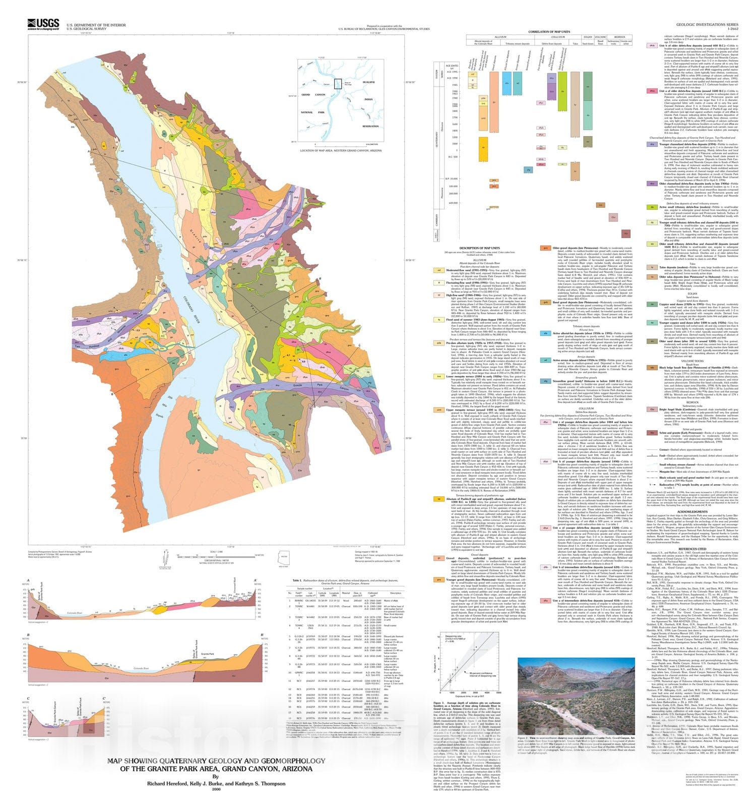 Map : Quaternary geology and geomorphology of the Granite Peak area, Grand Canyon, Arizona, 2000 Cartography Wall Art :