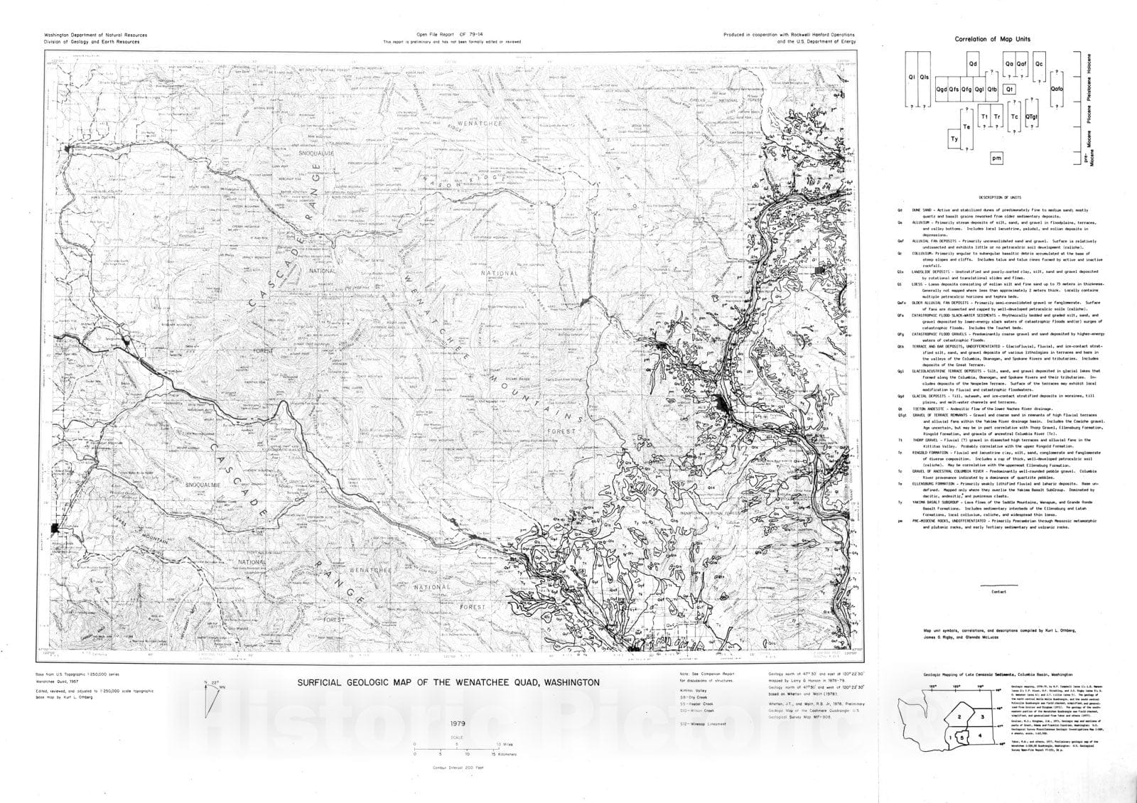 Map : Surficial geologic map of the Wenatchee quad, Washington, 1979 Cartography Wall Art :