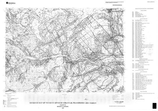 Map : Geologic map of the Hood River quadrangle, Washington and Oregon, 1987 Cartography Wall Art :