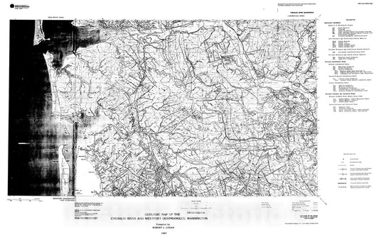 Map : Geologic map of the Chehalis River and Westport quadrangles, Washington, 1987 Cartography Wall Art :