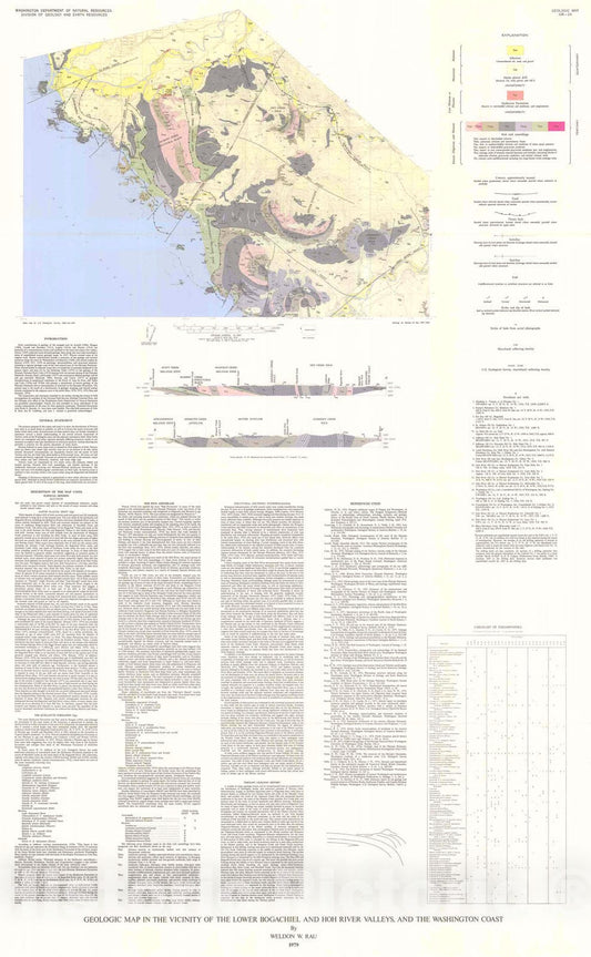Map : Geologic map in the vicinity of the lower Bogachiel and Hoh River valleys, and the Washington coast, 1979 Cartography Wall Art :