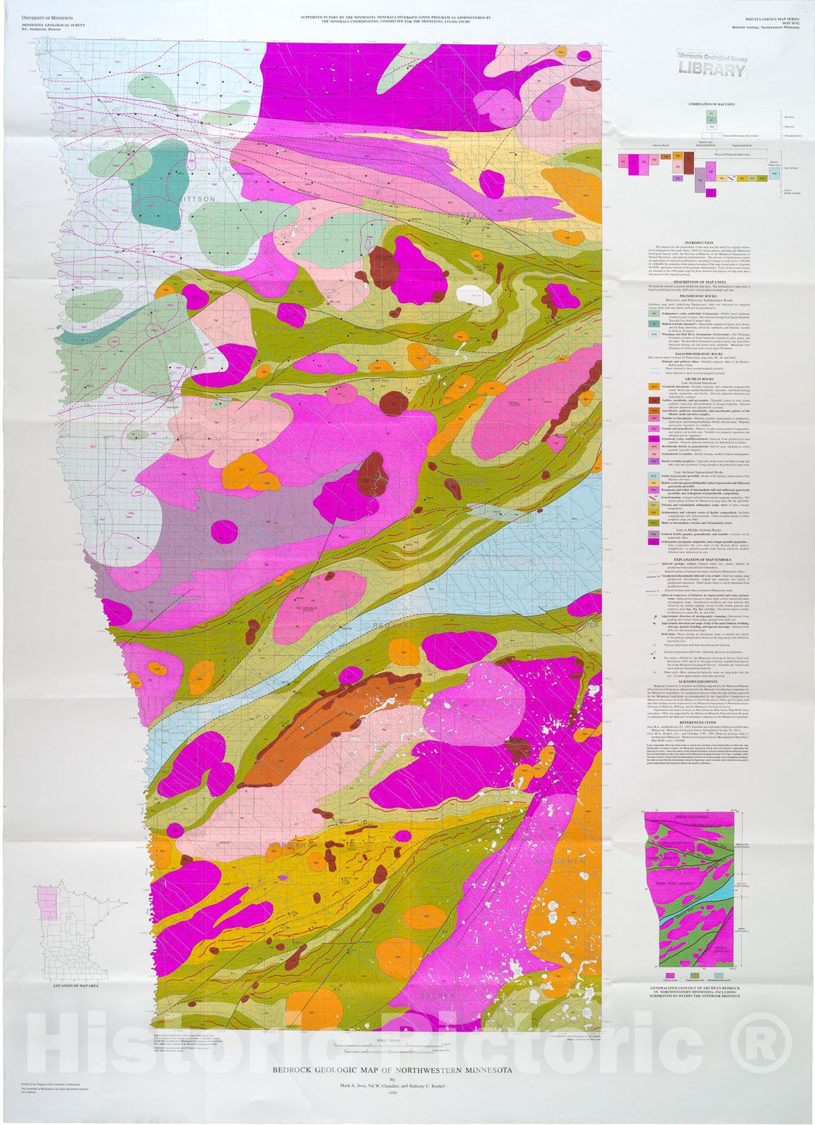 Map : Bedrock geologic map of northwestern Minnesota, 1999 Cartography Wall Art :