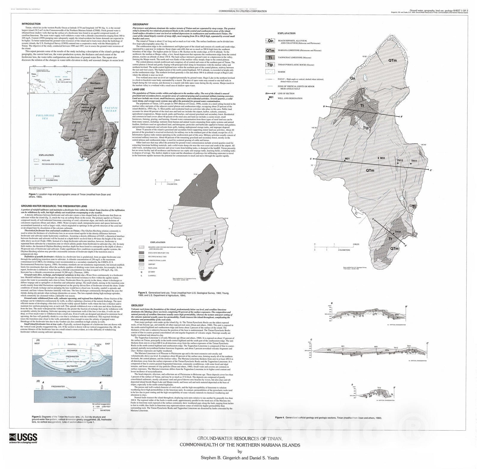 Map : Ground-water resources of Tinian, Commonwealth of the northern Mariana Islands, 2000 Cartography Wall Art :