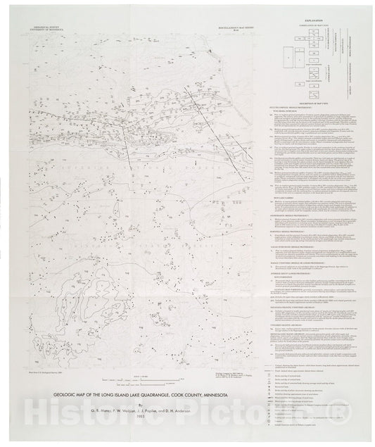 Map : Geologic map of the Long Island Lake quadrangle, Cook County, Minnesota, 1981 Cartography Wall Art :