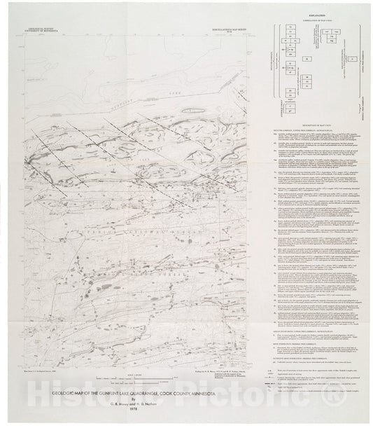 Map : Geologic map of the Gunflint Lake quadrangle, Cook County, Minnesota, 1978 Cartography Wall Art :