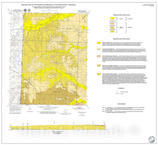 Map : Geologic Map of the Arkinda Quadrangle, Little River County, Arkansas, 1999 Cartography Wall Art :