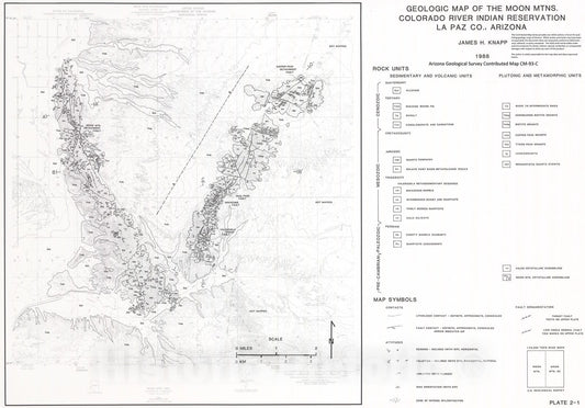 Map : Geologic map of the Moon Mtns., Colorado River Indian Reservation, La Paz Co., Arizona [Moon Mtn., and Moon Mtn. SE 7.5 min], 1993 Cartography Wall Art :