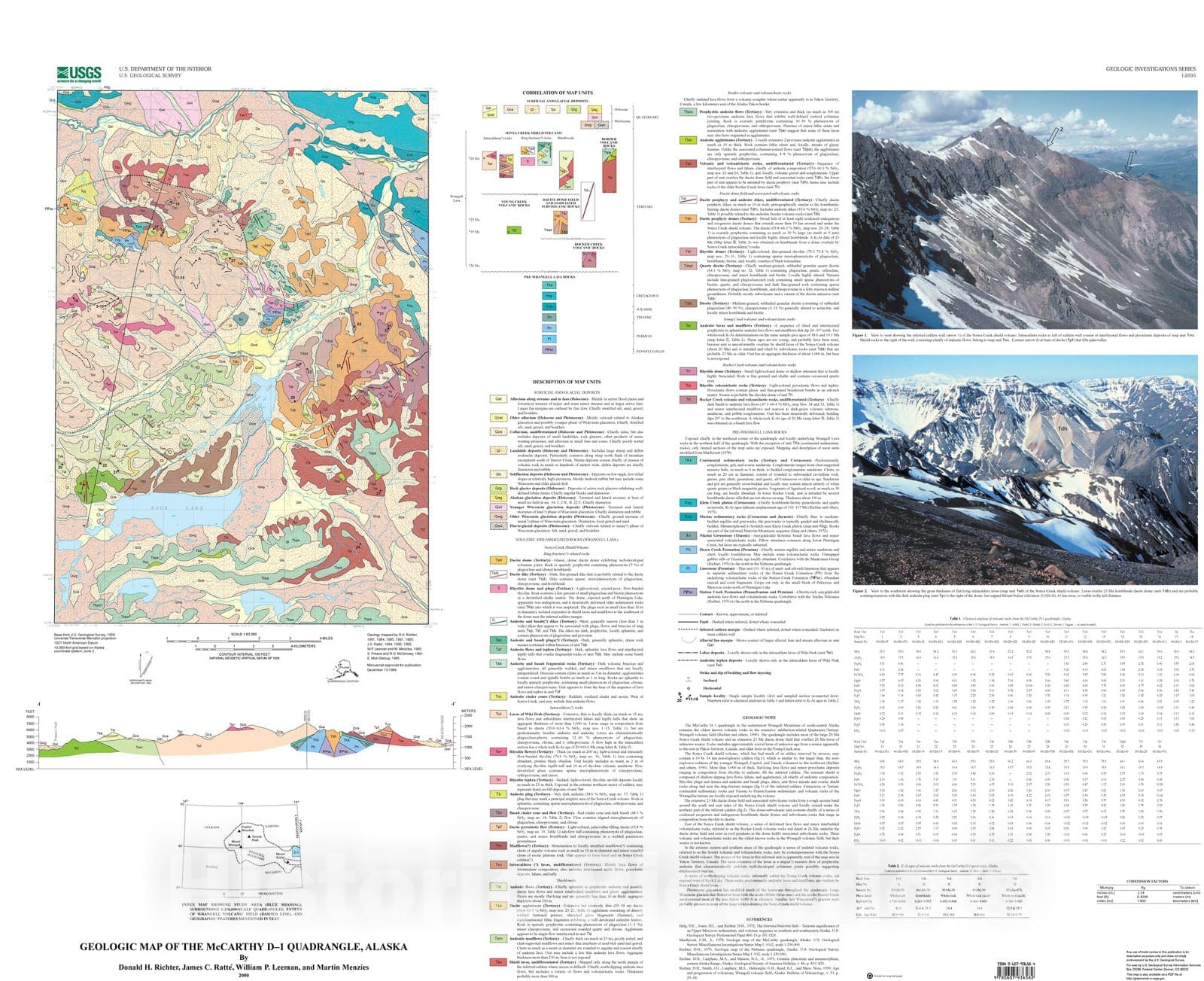 Map : Geologic map of the McCarthy D-1 quadrangle, Alaska, 2000 Cartography Wall Art :