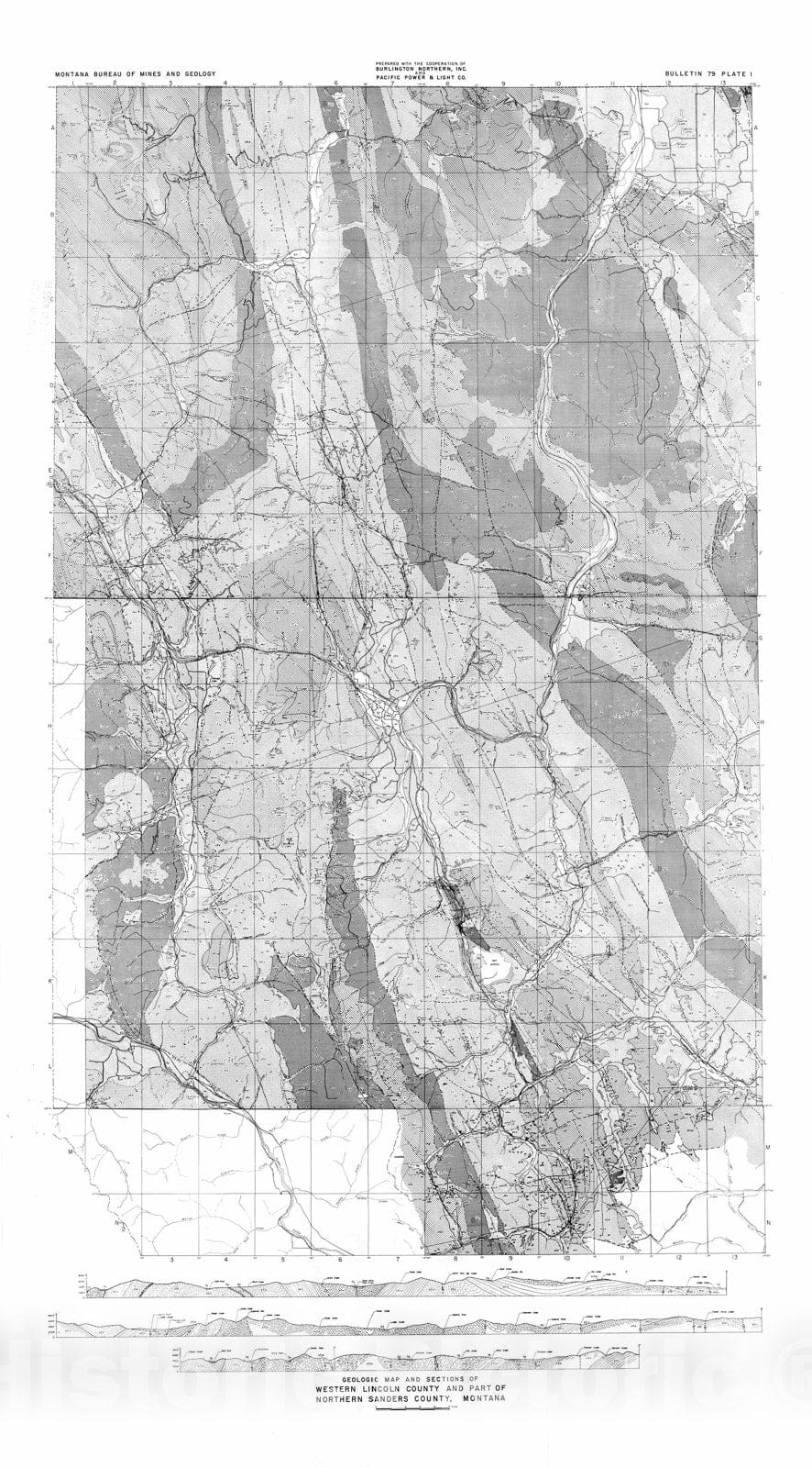 Map : Geology and mineral deposits of Lincoln and Flathead counties, Montana, 1970 Cartography Wall Art :