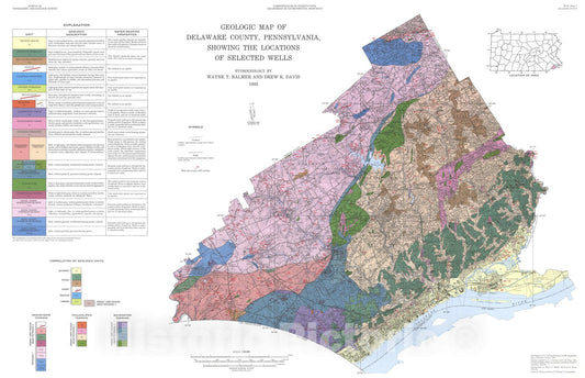 Map : Groundwater resources of Delaware County, Pennsylvania, 1996 Cartography Wall Art :