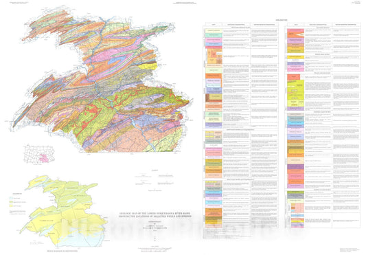 Map : Groundwater resources of the Lower Susquehanna River basin, Pennsylvania, 1984 Cartography Wall Art :