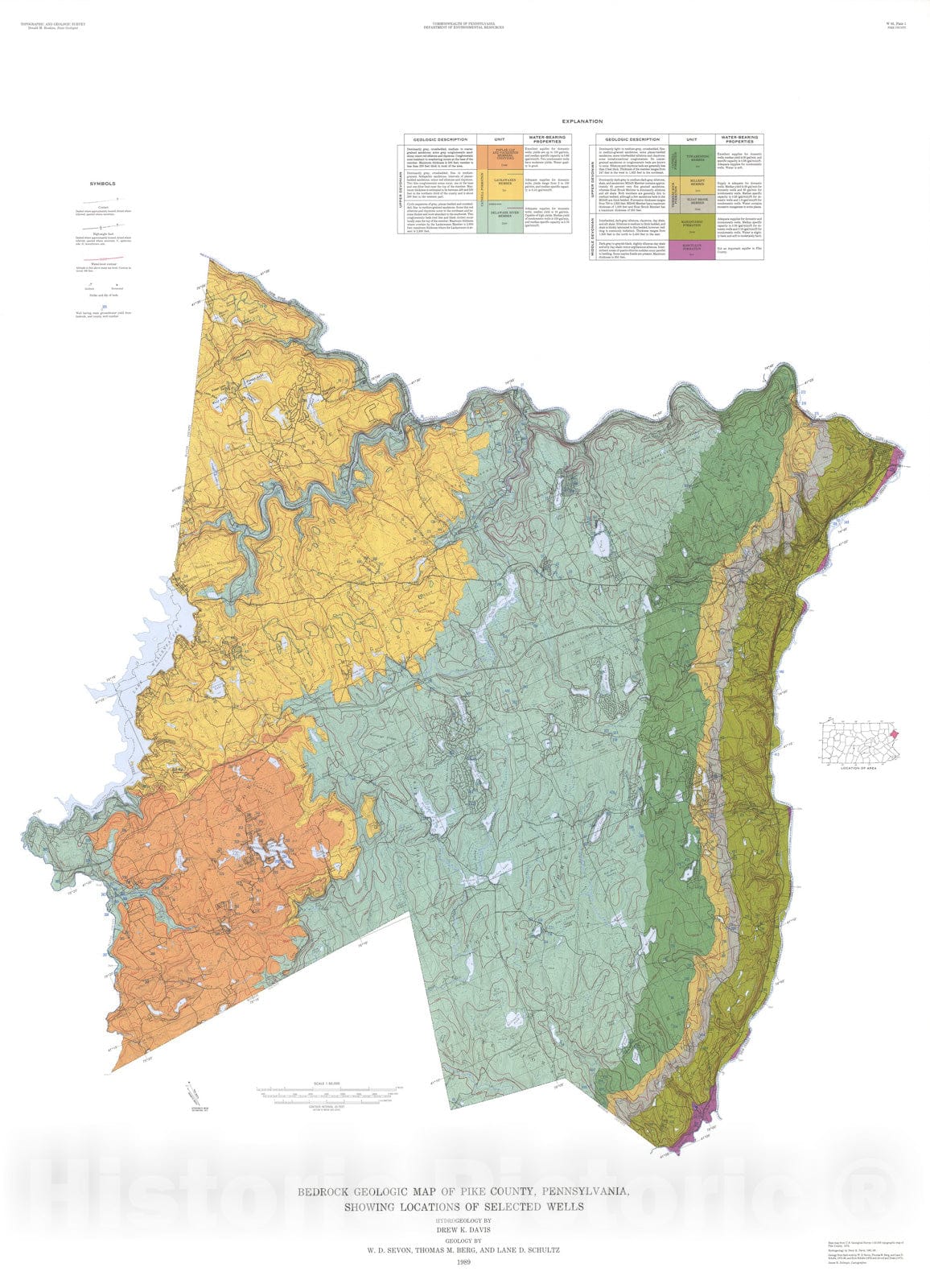 Map : Groundwater resources of Pike County, Pennsylvania, 1989 Cartography Wall Art :