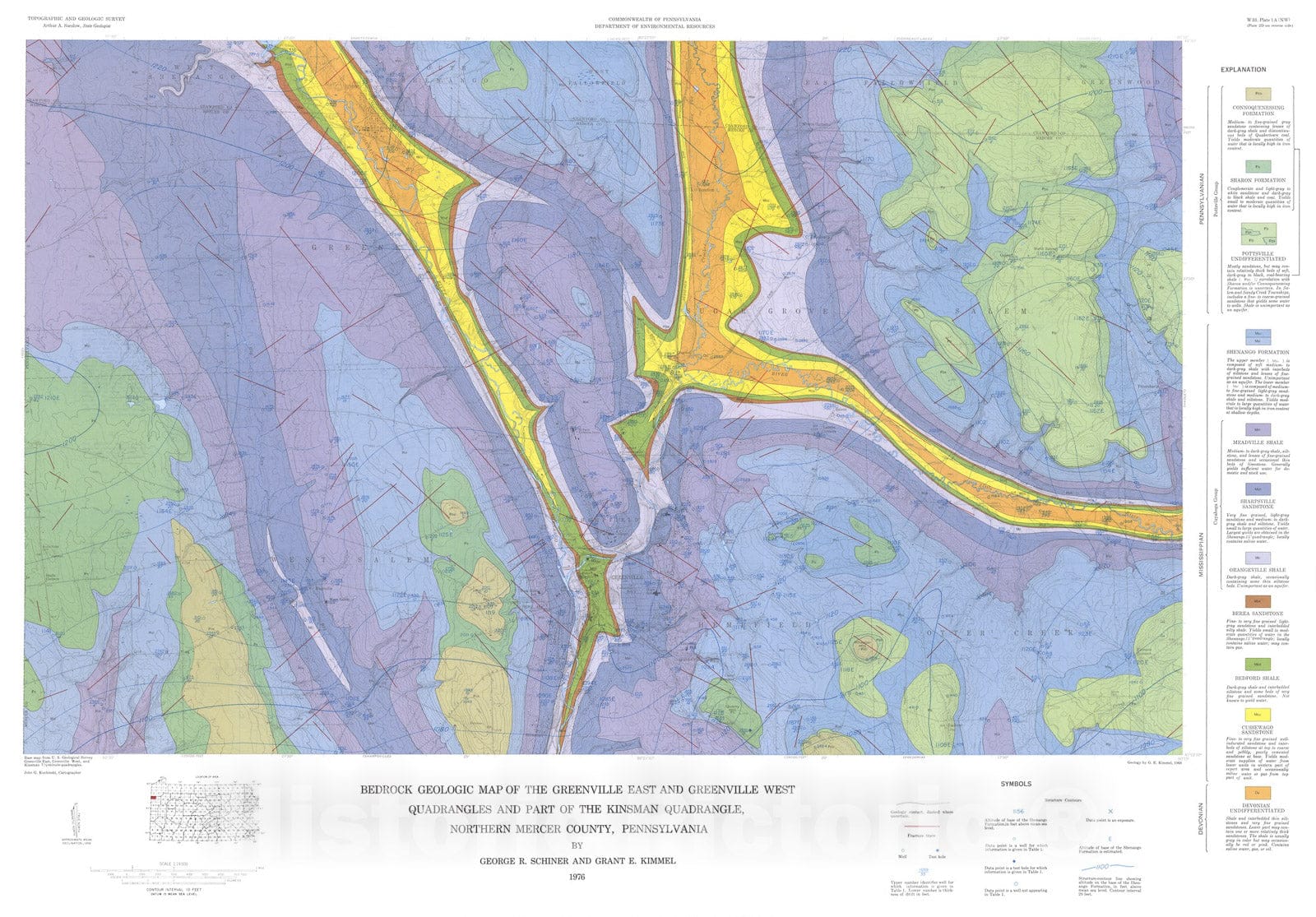 Map : Geology and ground-water resources of northern Mercer County, Pennsylvania, 1976 Cartography Wall Art :