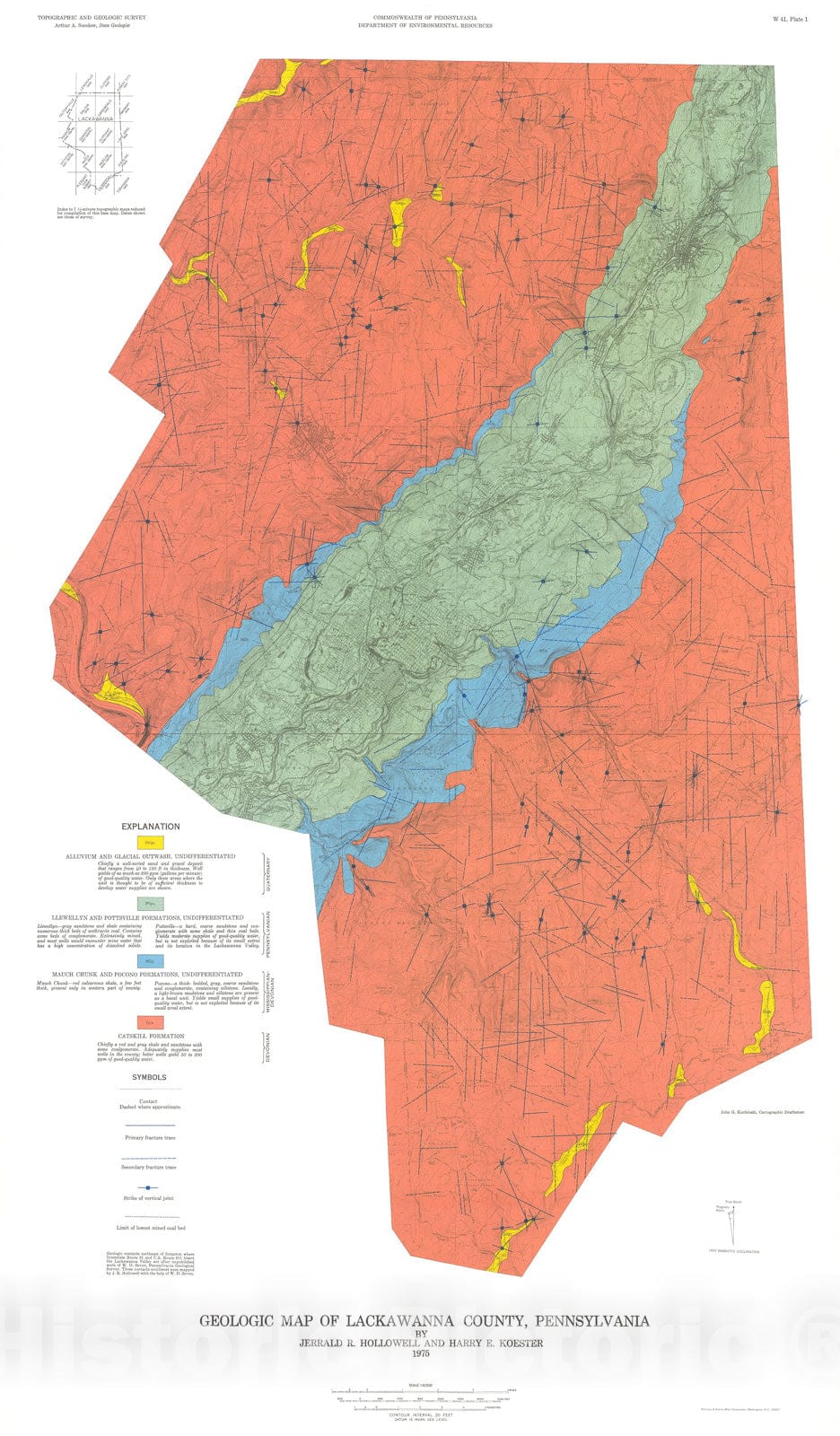 Map : Ground-water resources of Lackawanna County, Pennsylvania, 1975 Cartography Wall Art :