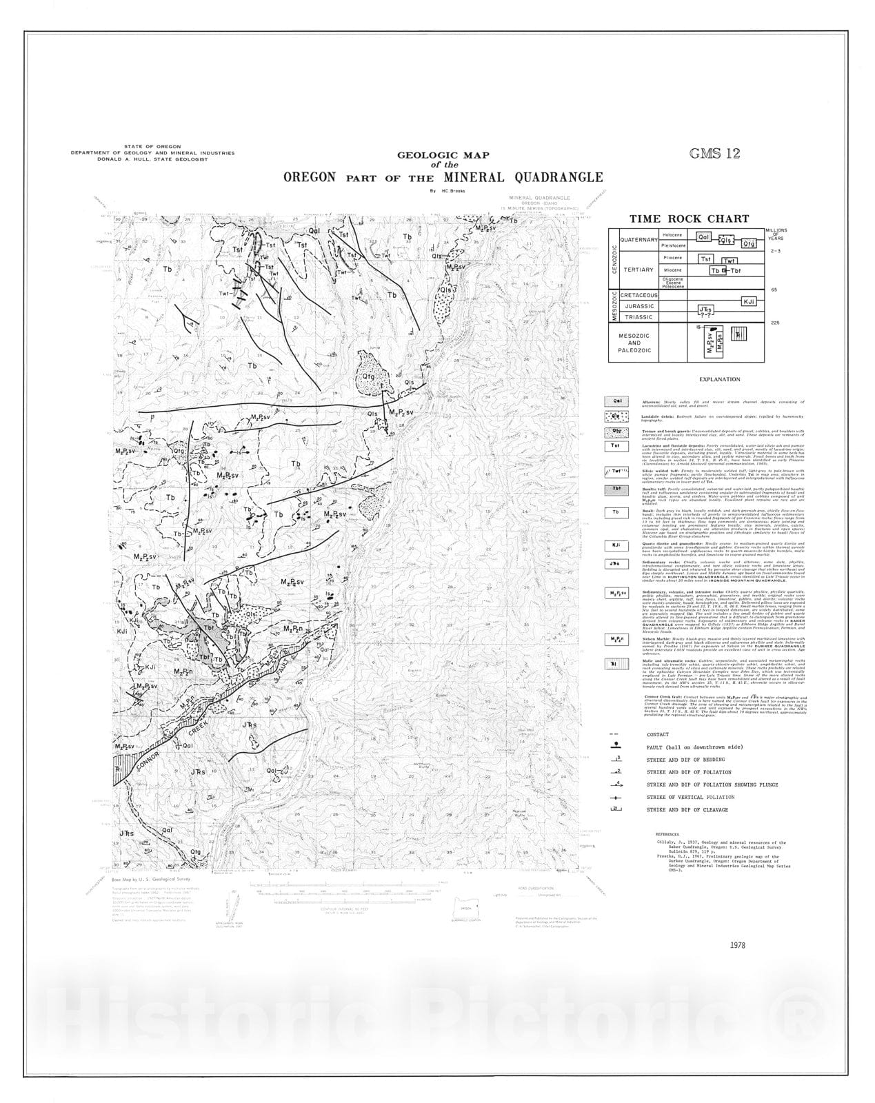 Map : Geologic map of the Oregon part of the Mineral [15'] quadrangle, 1979 Cartography Wall Art :