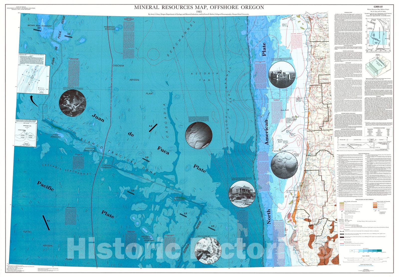 Map : Mineral resources map, offshore Oregon, 1985 Cartography Wall Art :